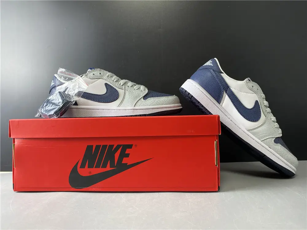 Jordan1 White gray dark blue