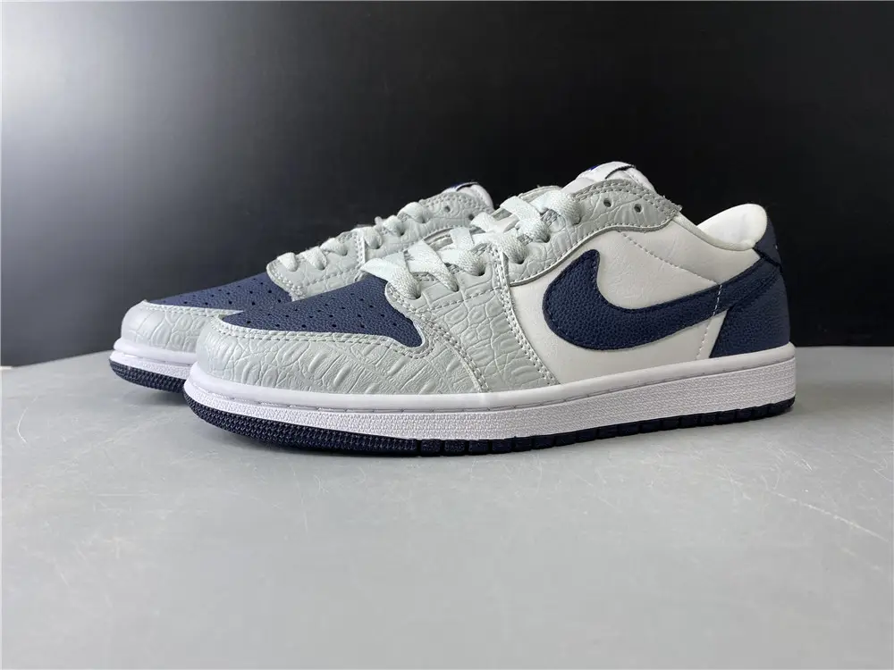 Jordan1 White gray dark blue