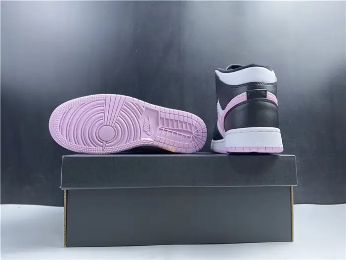 Jordan1 Mid White Black Light Arctic Pink 