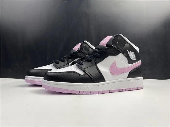 Jordan1 Mid White Black Light Arctic Pink