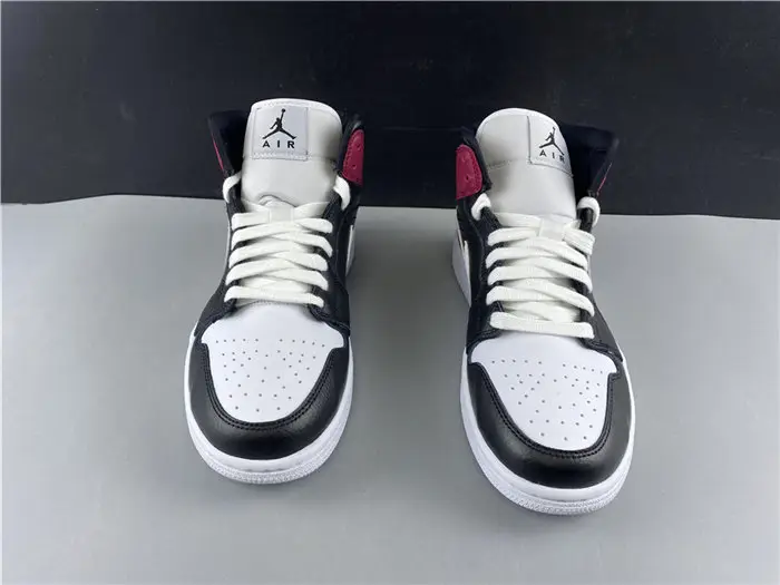 Jordan1 Mid Black Noble Red 