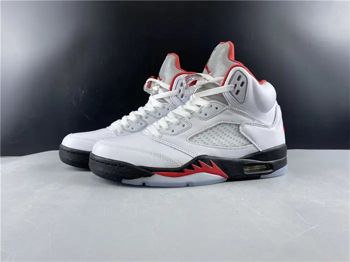 Jordan5 Fire Red Silver Tongue