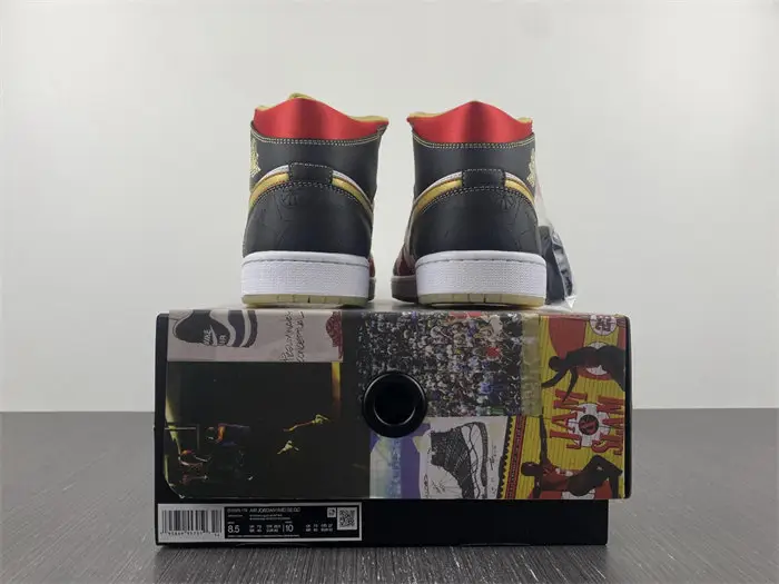 Jordan 1 Mid XQ White Black Sport Red 
