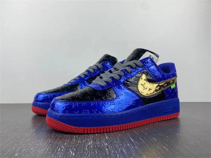 Luis Vitton Nike Air Force 1 Low By Royal blue Black Gold