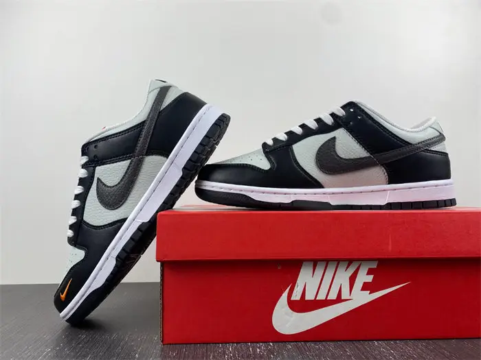 Nike Dunk Low Grey Black Orange Mini Swoosh